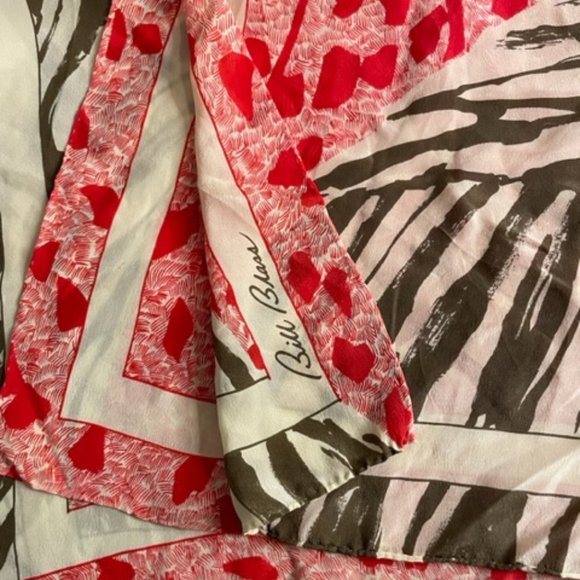 EUC Vintage 70s 80s Bill Blass Silk Scarf Red Brown combo Beautiful 28 x 28 silk - Picture 8 of 9